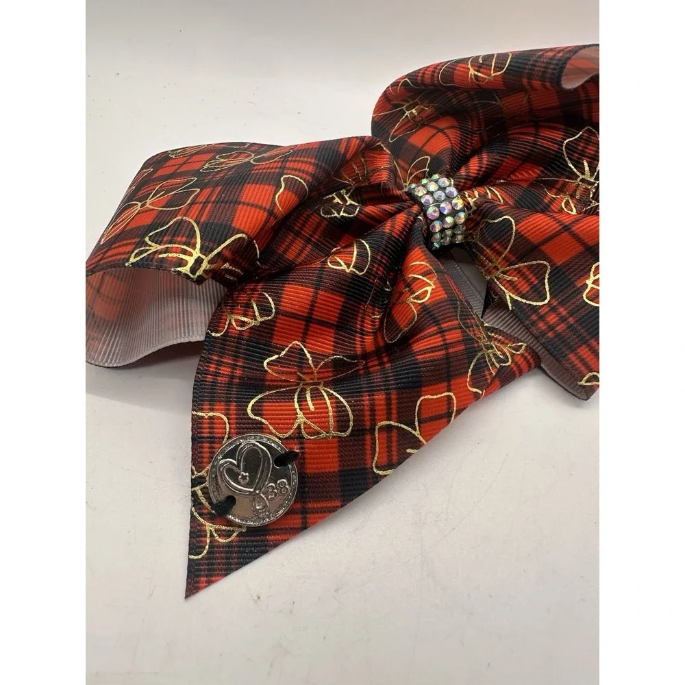 Christmas Jojo Siwa Bow Club #38 Plaid Red Green Gold Large‎ 6 Inch Cheer Hair